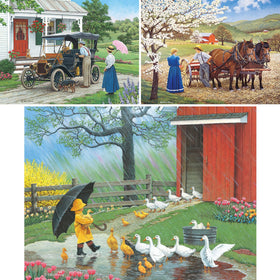 Bits and Pieces A Good Day for Ducks puzzle close-up highlights charming scene for relaxing play.
