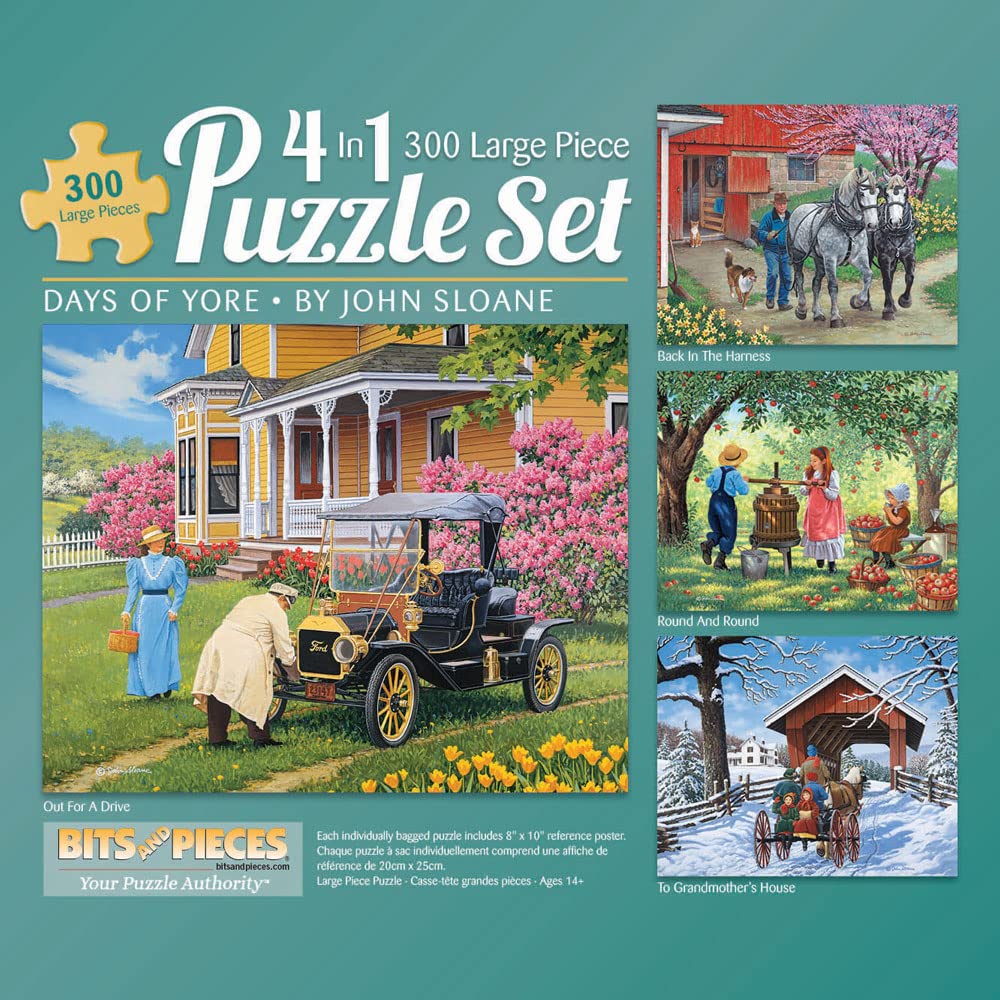 Bits and Pieces Days of Yore 4-in-1 puzzle — tranquil village scene for mindful evenings.