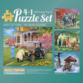 Bits and Pieces Days of Yore 4-in-1 puzzle — tranquil village scene for mindful evenings.