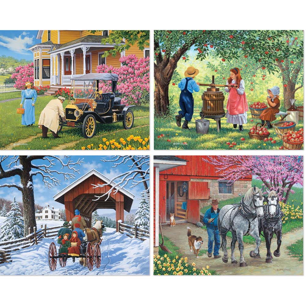 Bits and Pieces Days of Yore puzzle 2 — vintage town square image supports family activity.