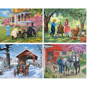 Bits and Pieces Days of Yore puzzle 2 — vintage town square image supports family activity.