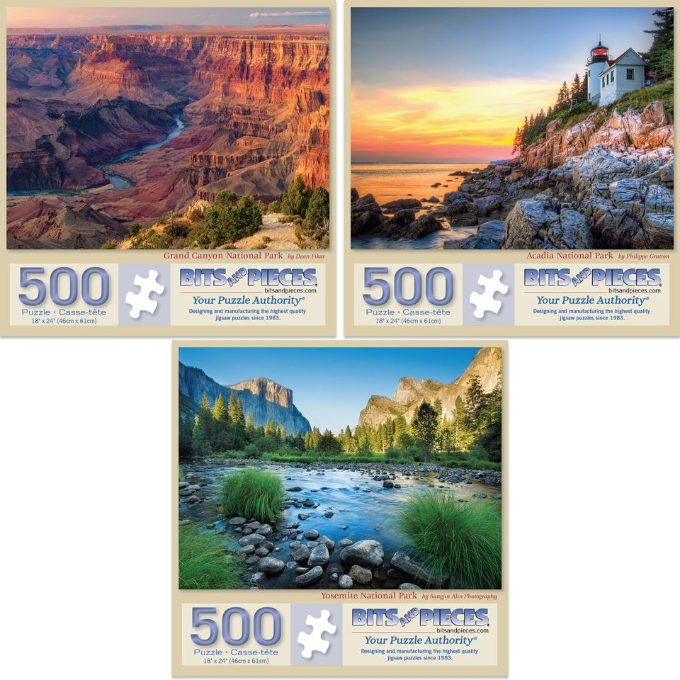 Bits and Pieces grand canyon 500pc puzzle showing dramatic canyon scene for family puzzle night