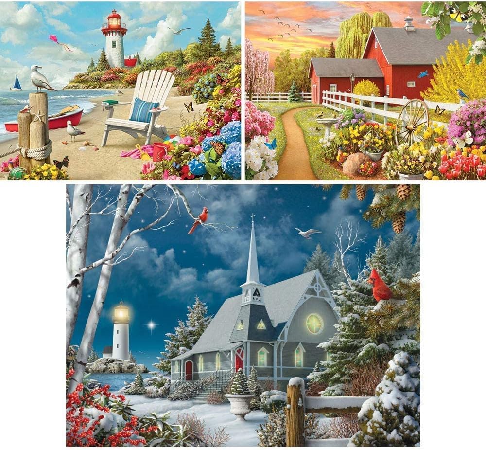 Bits and Pieces Guiding Lights puzzle pieces spread showcases a serene center for concentration