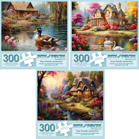 Bits and Pieces Louisiana Cabin puzzle cover with vibrant colors for family puzzle time.