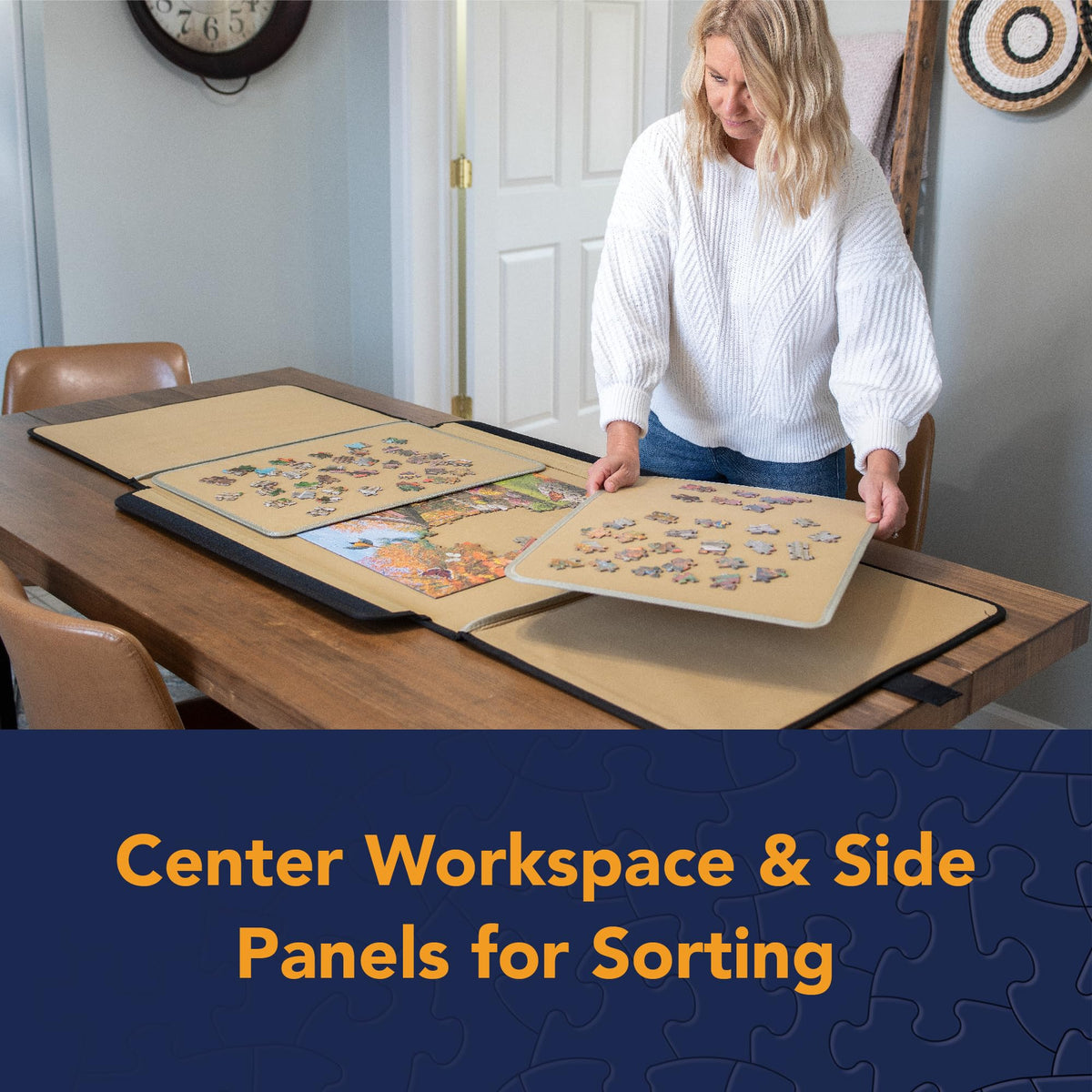 Bits and Pieces Portapuzzle removable sorting boards help keep pieces organized.