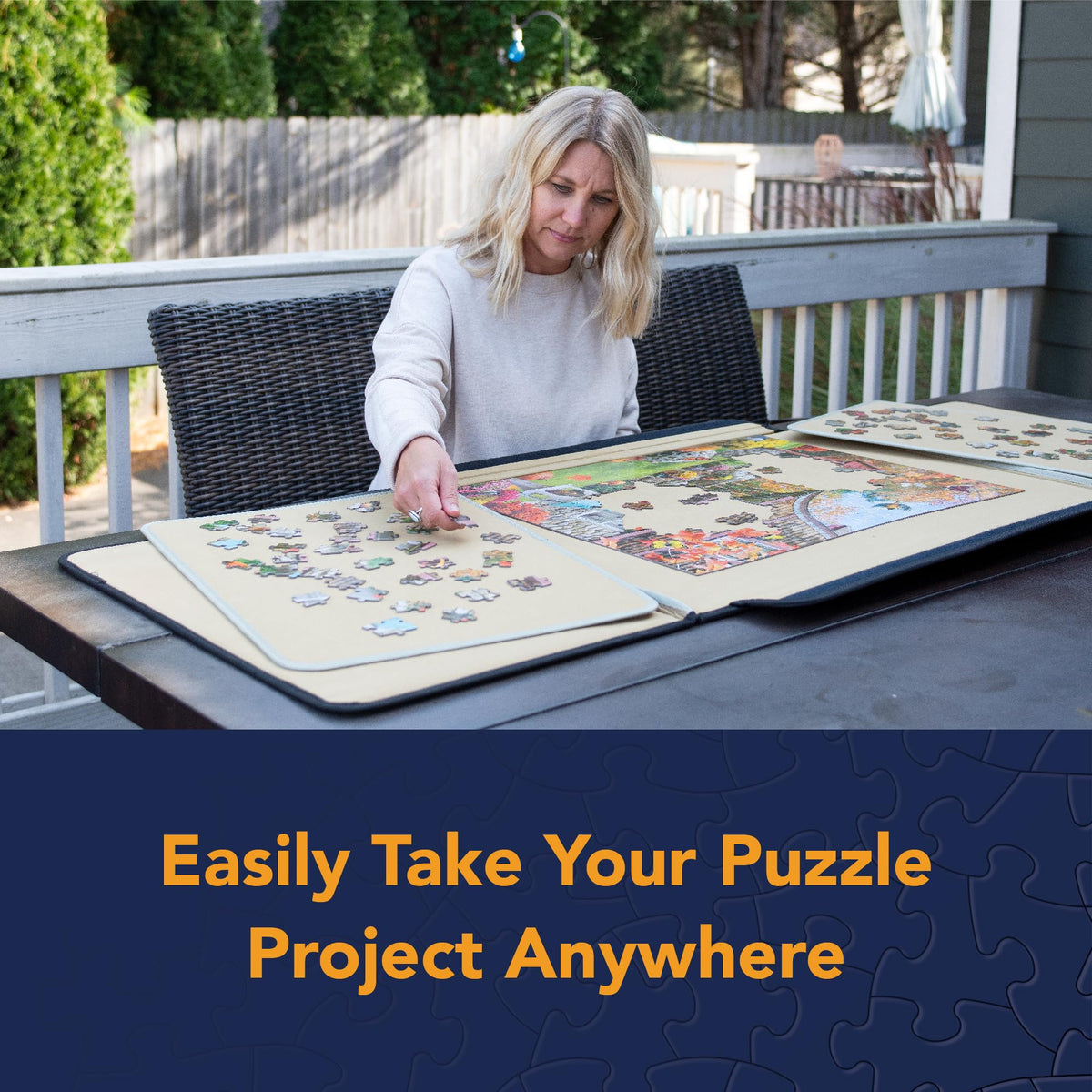 Bits and Pieces Portapuzzle travel-ready design supports on-the-go puzzle sessions.