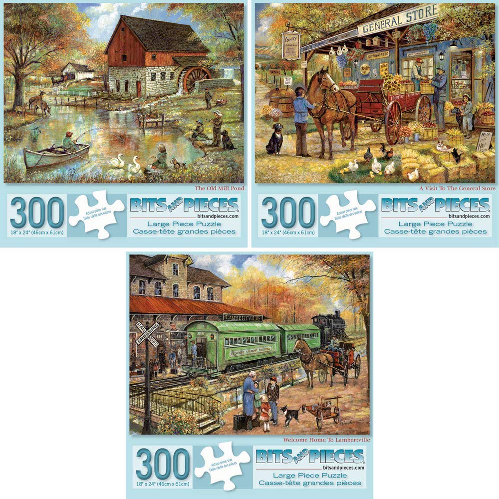 Bits and Pieces three puzzle set cover art by Ruane Manning