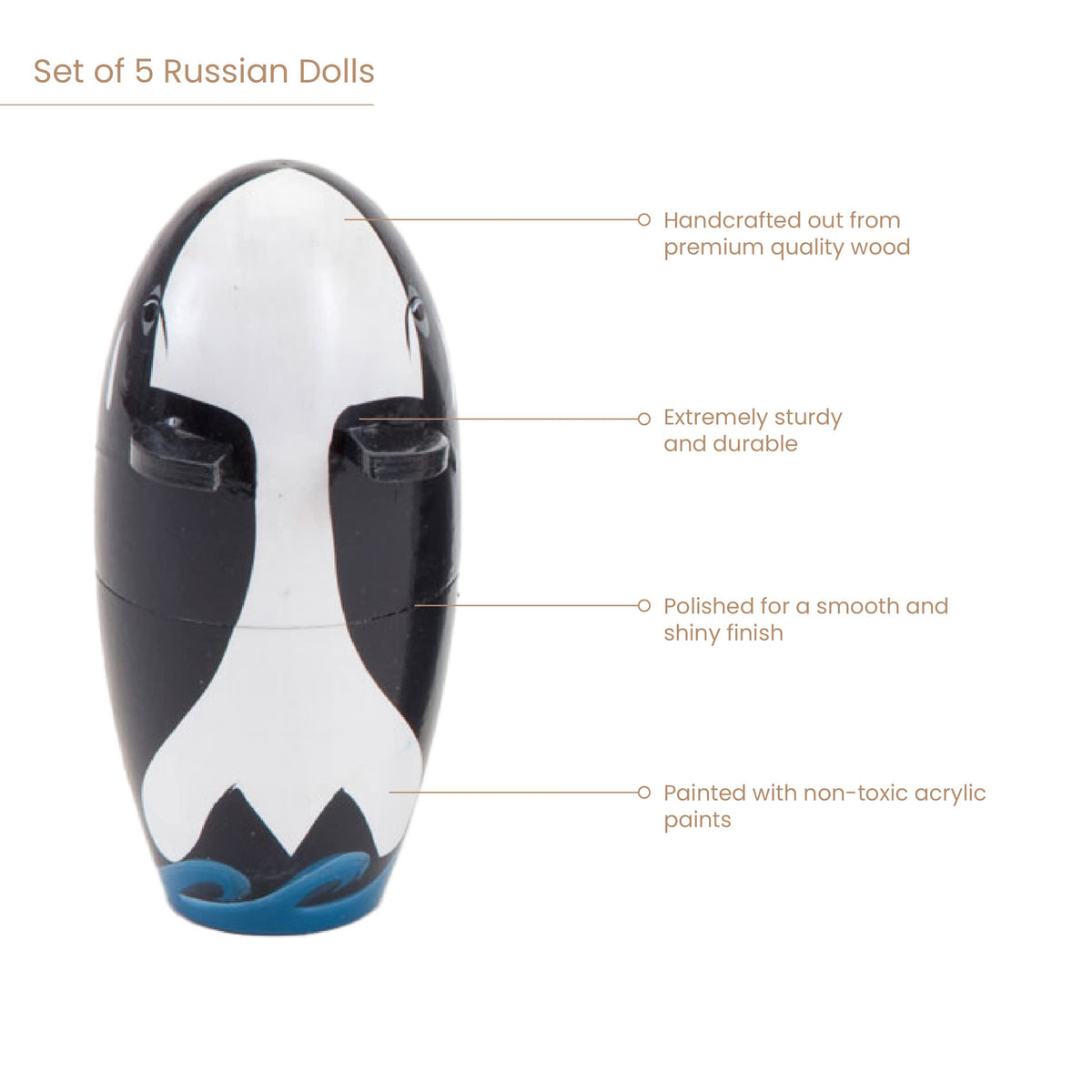 Bits and Pieces puffin nesting doll, compact figures ideal for neat display.