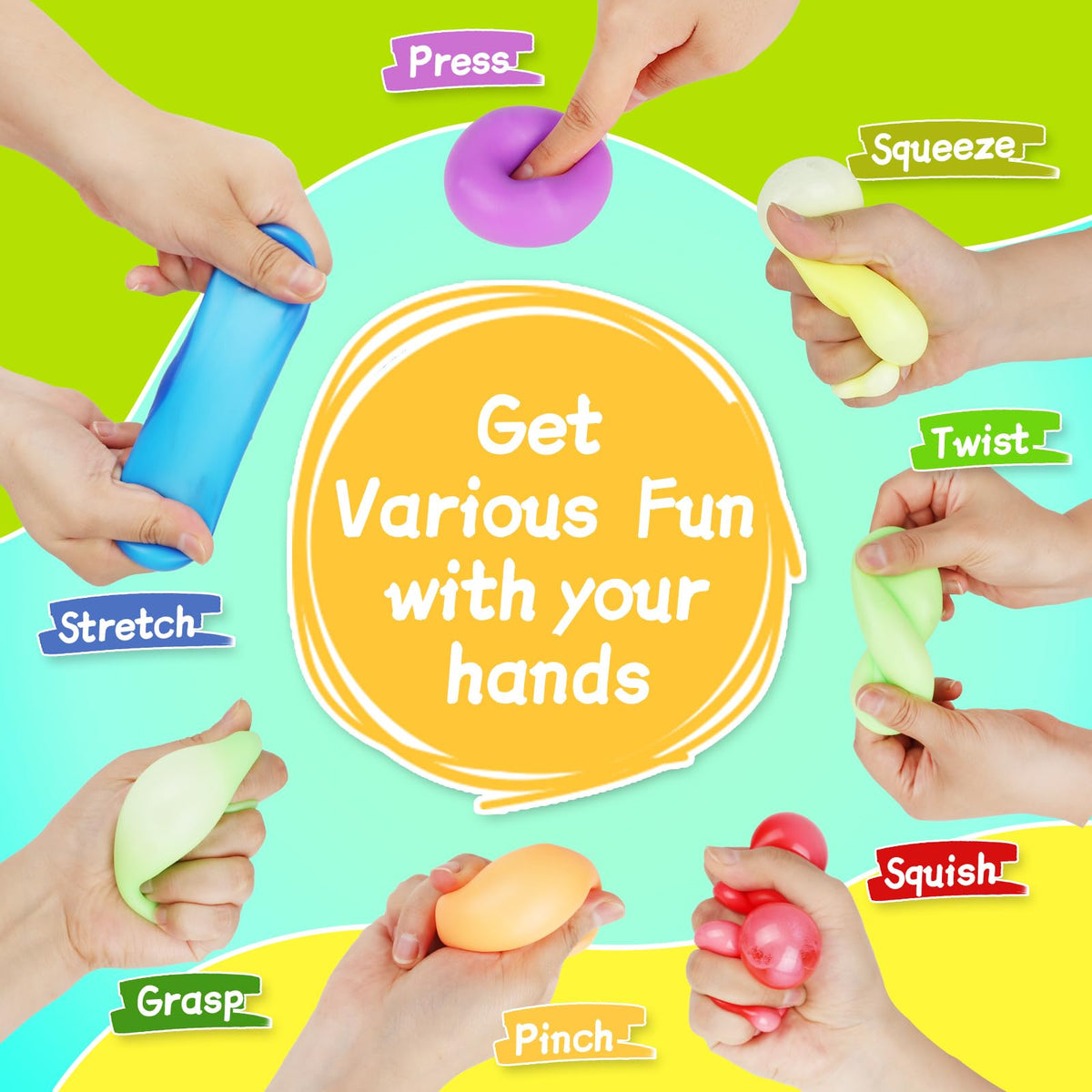 BitsFun pocket-size squishy cubes — easy to carry in bags and pencil cases.