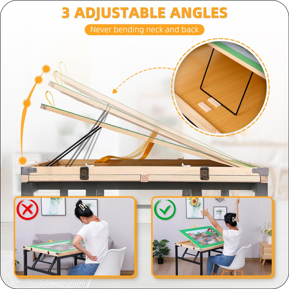 BittPicc puzzle table with four casters for easy mobility