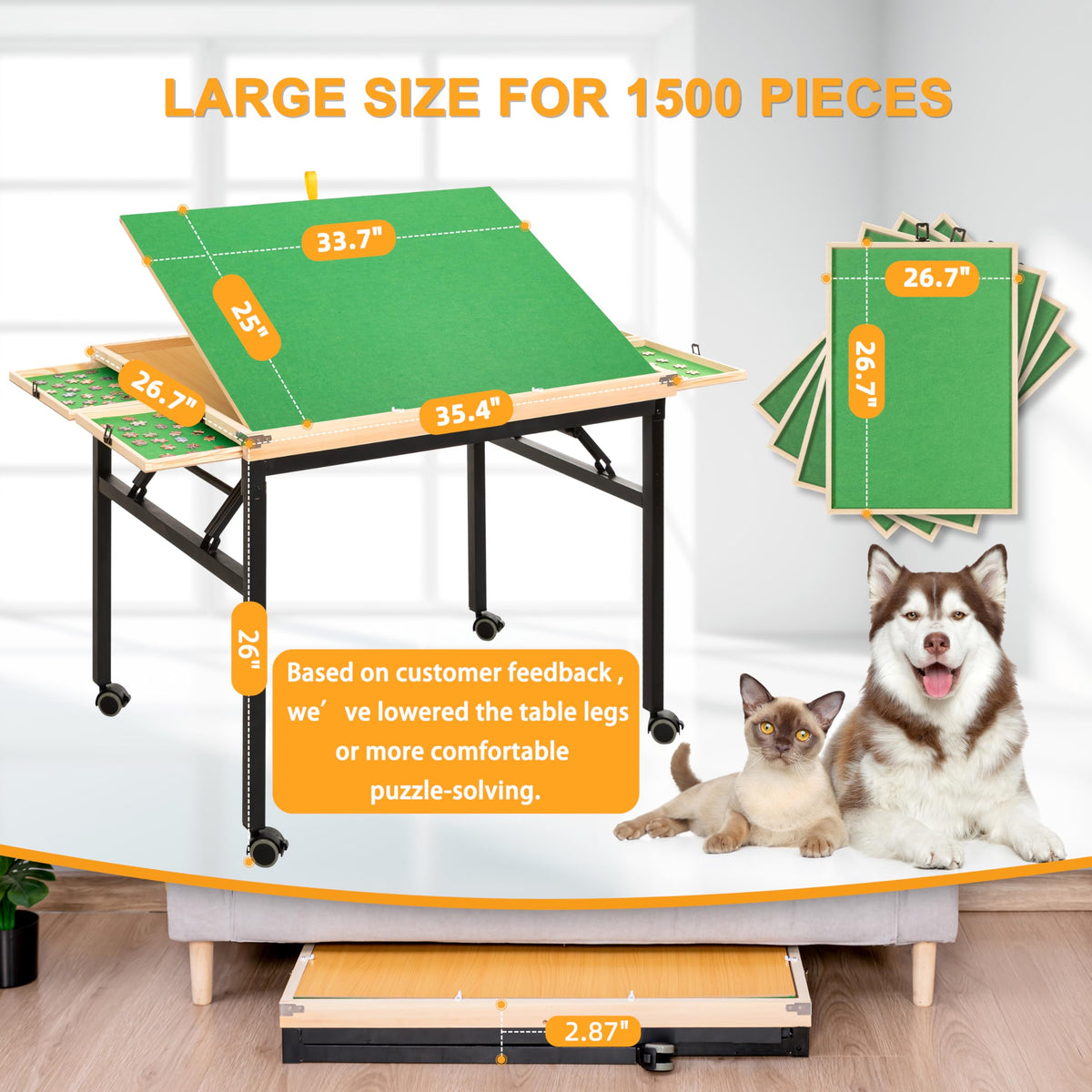 BittPicc puzzle table requires no assembly for quick setup