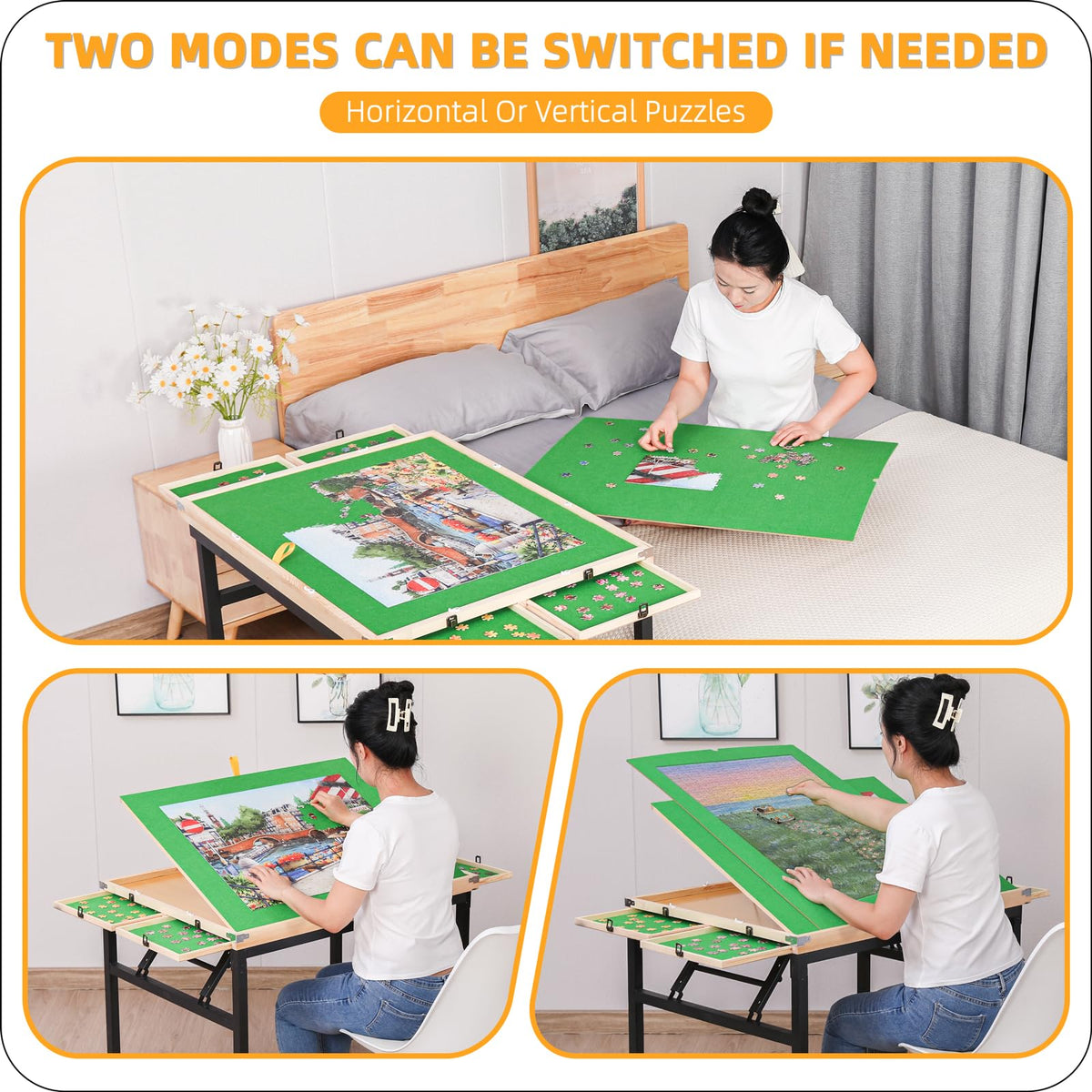 BittPicc puzzle table wooden cover keeps pieces clean during breaks