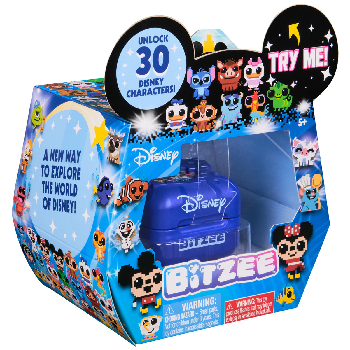 Box contents show BITZEE, quick start guide, and batteries.