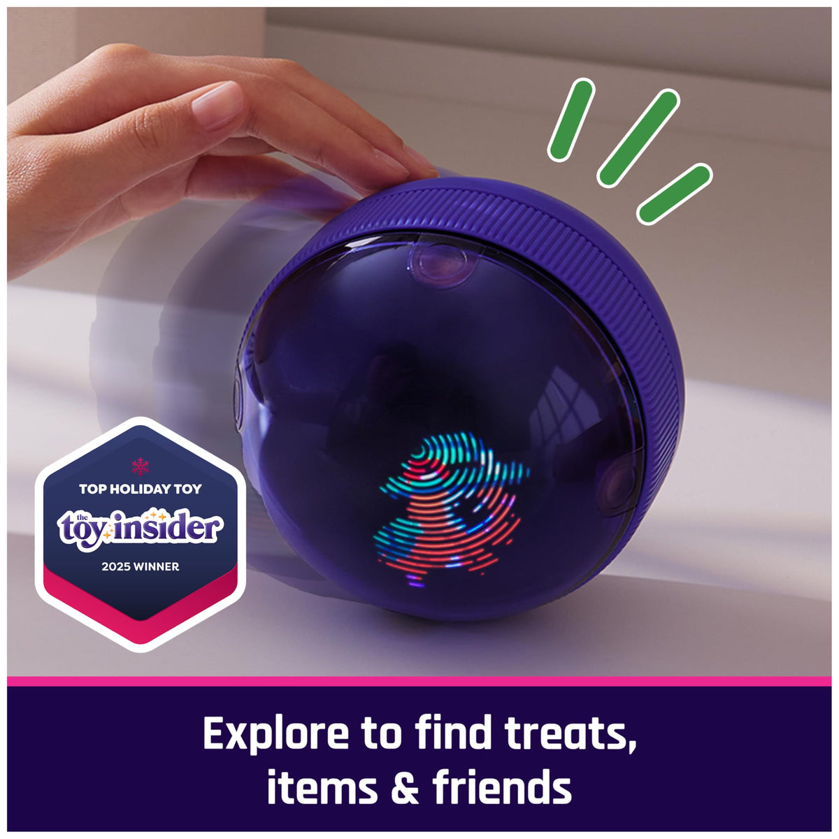BITZEE Hamster Ball touch interaction highlights responsive sounds and reactions.