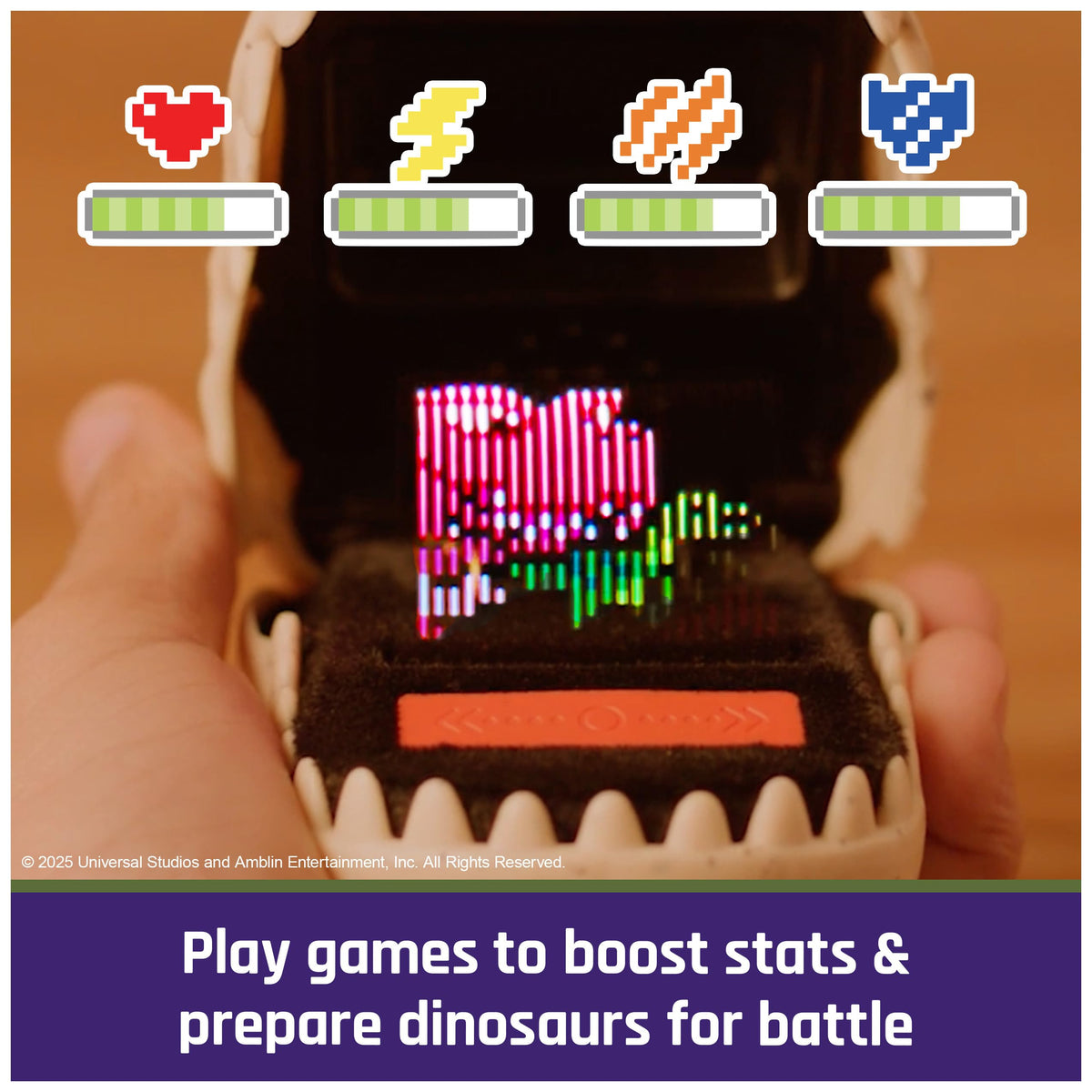 BITZEE Jurassic World grow-to-adult feature encourages nurturing play.