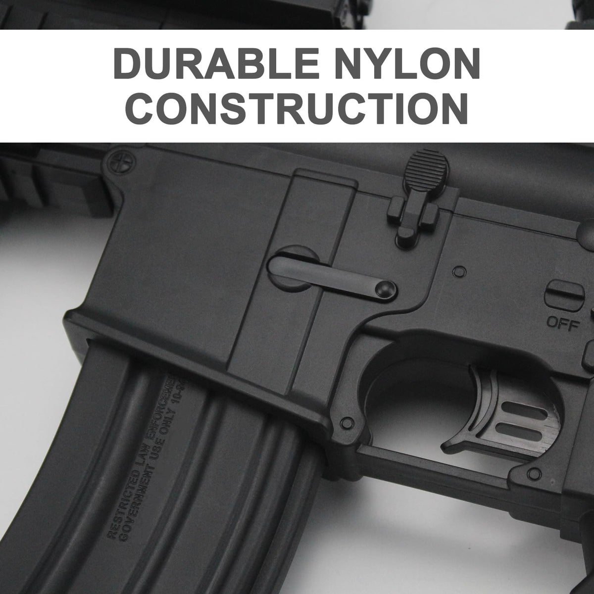 BIU BLASTER reinforced nylon construction for durable play.