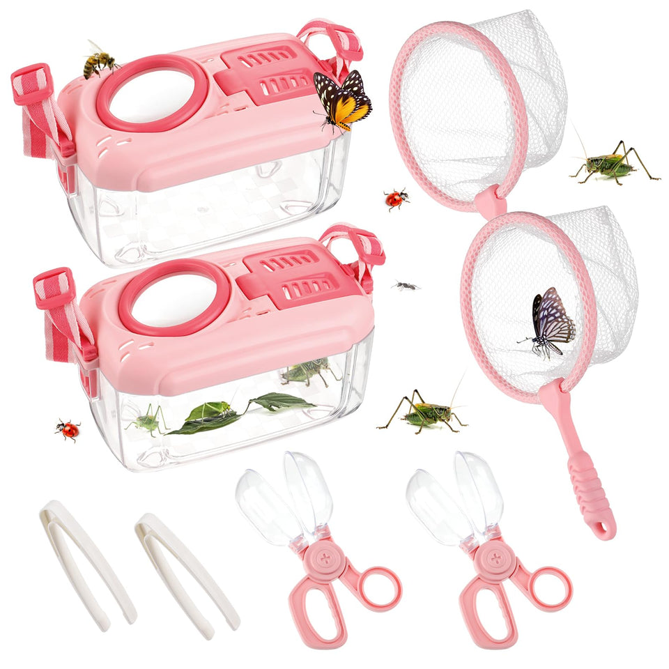 Biubee pink bug catcher set net for outdoor exploration and discovery