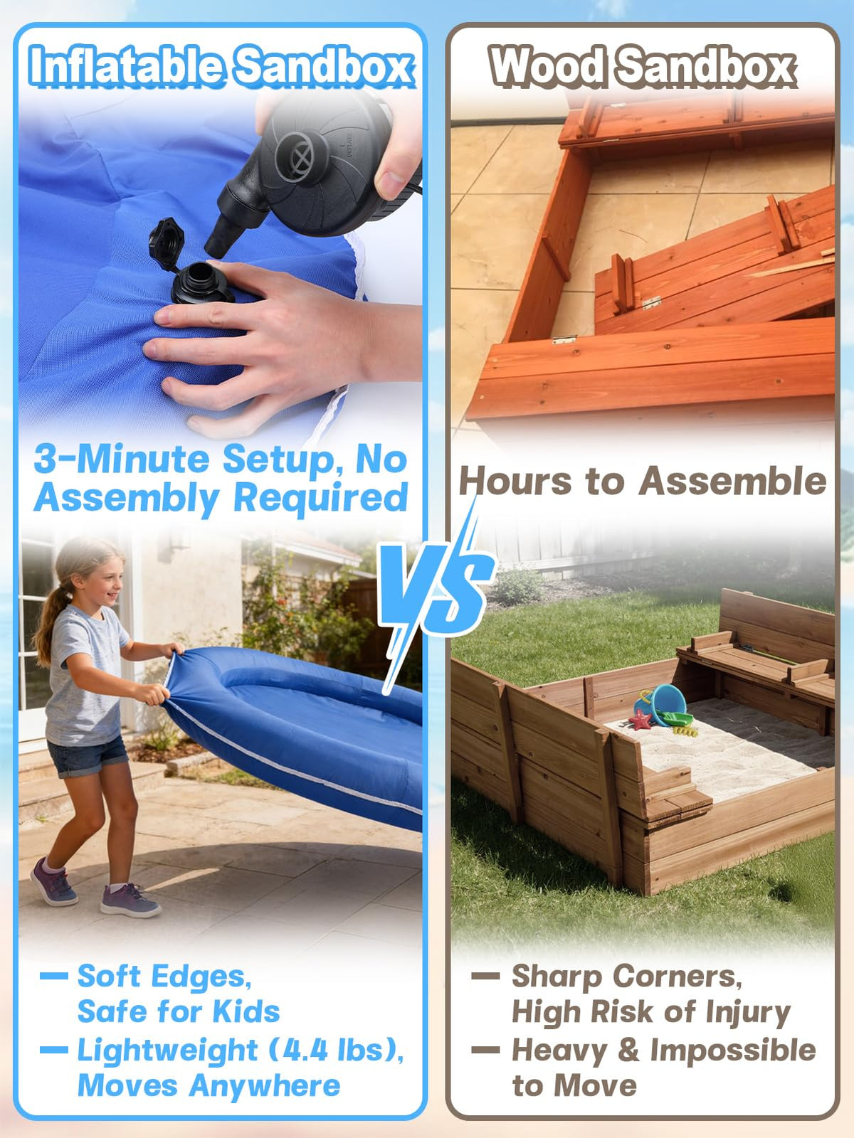 Biubee waterproof cover keeps sand clean and ready after rain or dust.