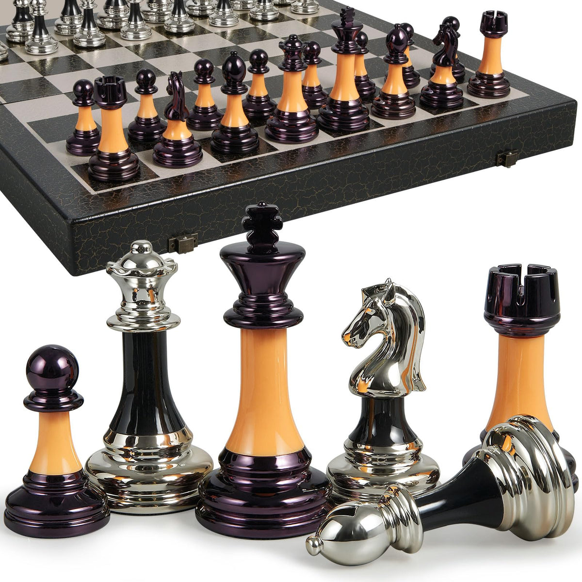 BIVOMON chess set folded board with storage slots for compact home use.