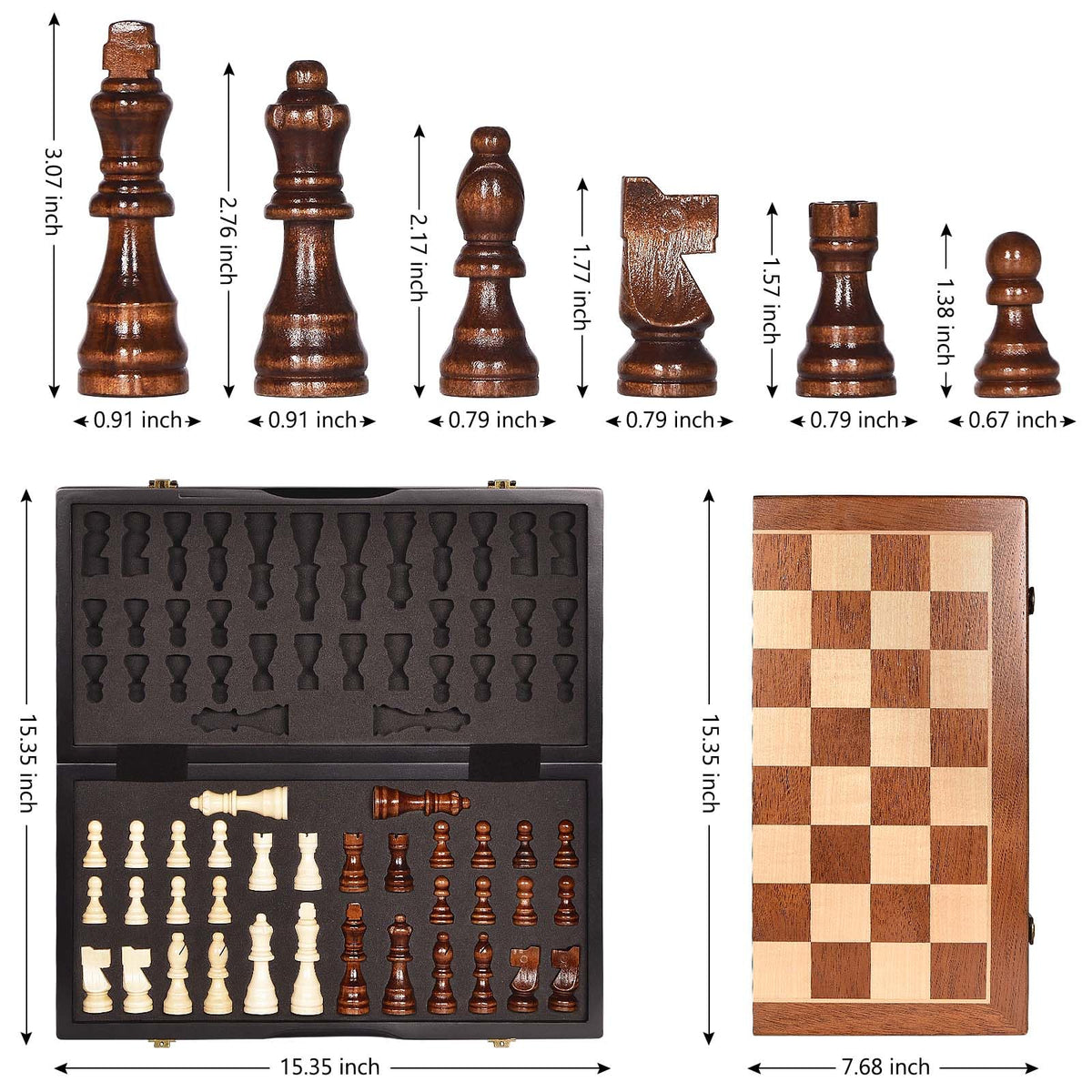 BIVOMON foldable chess set for easy travel and compact storage