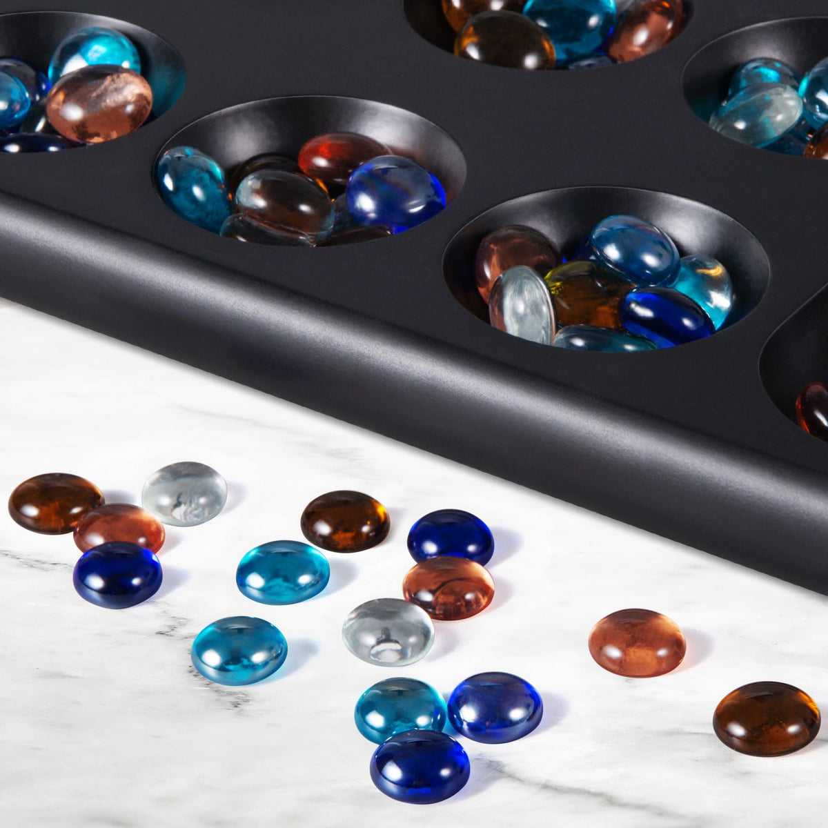 BIVOMON Mancala two-player setup supports quick start.