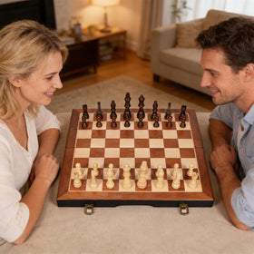 BIVOMON solid wood chess board with natural grain and smooth finish
