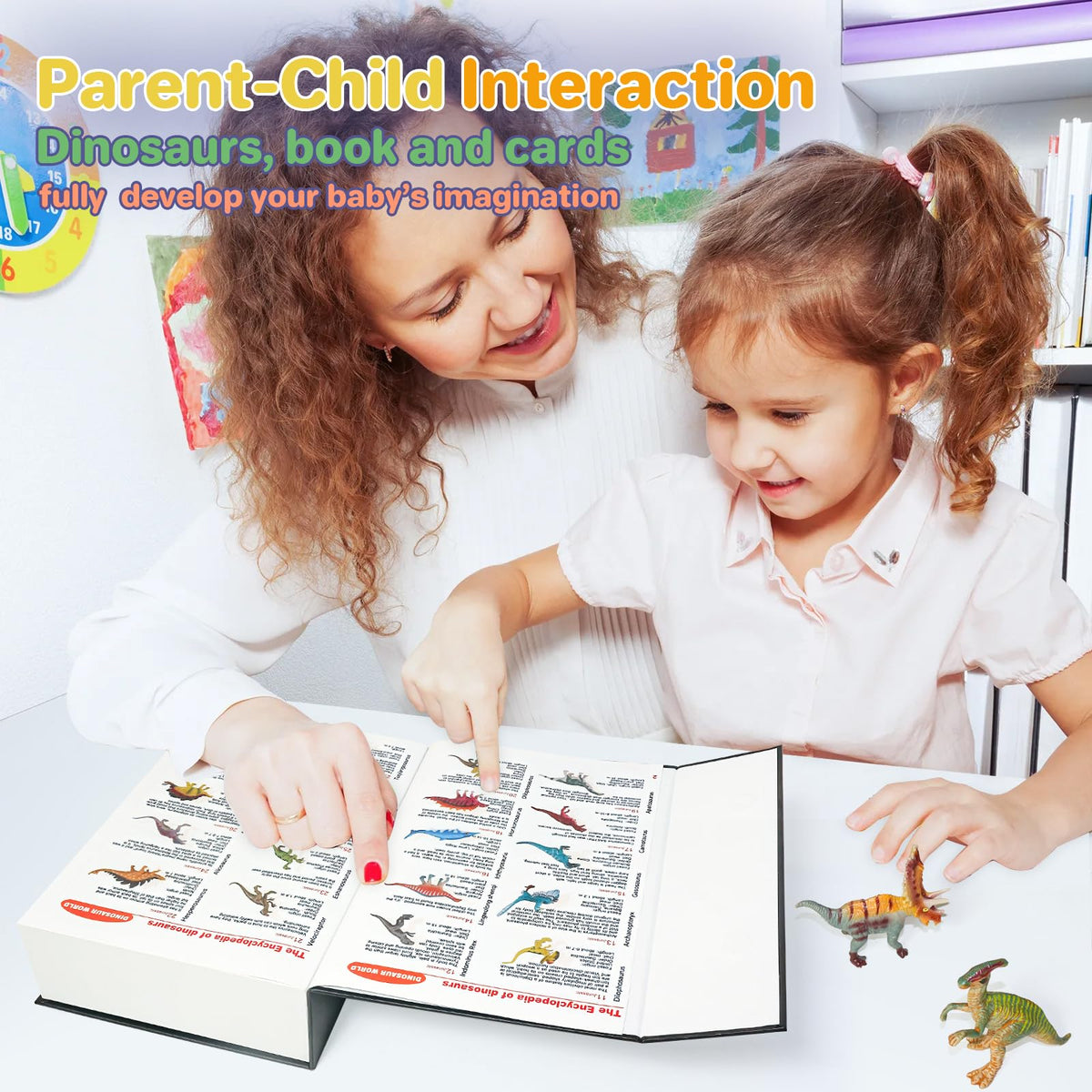 BIWASE dinosaur toy play cards arranged for interactive learning sessions