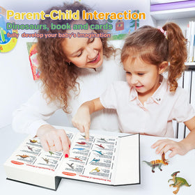 BIWASE dinosaur toy play cards arranged for interactive learning sessions