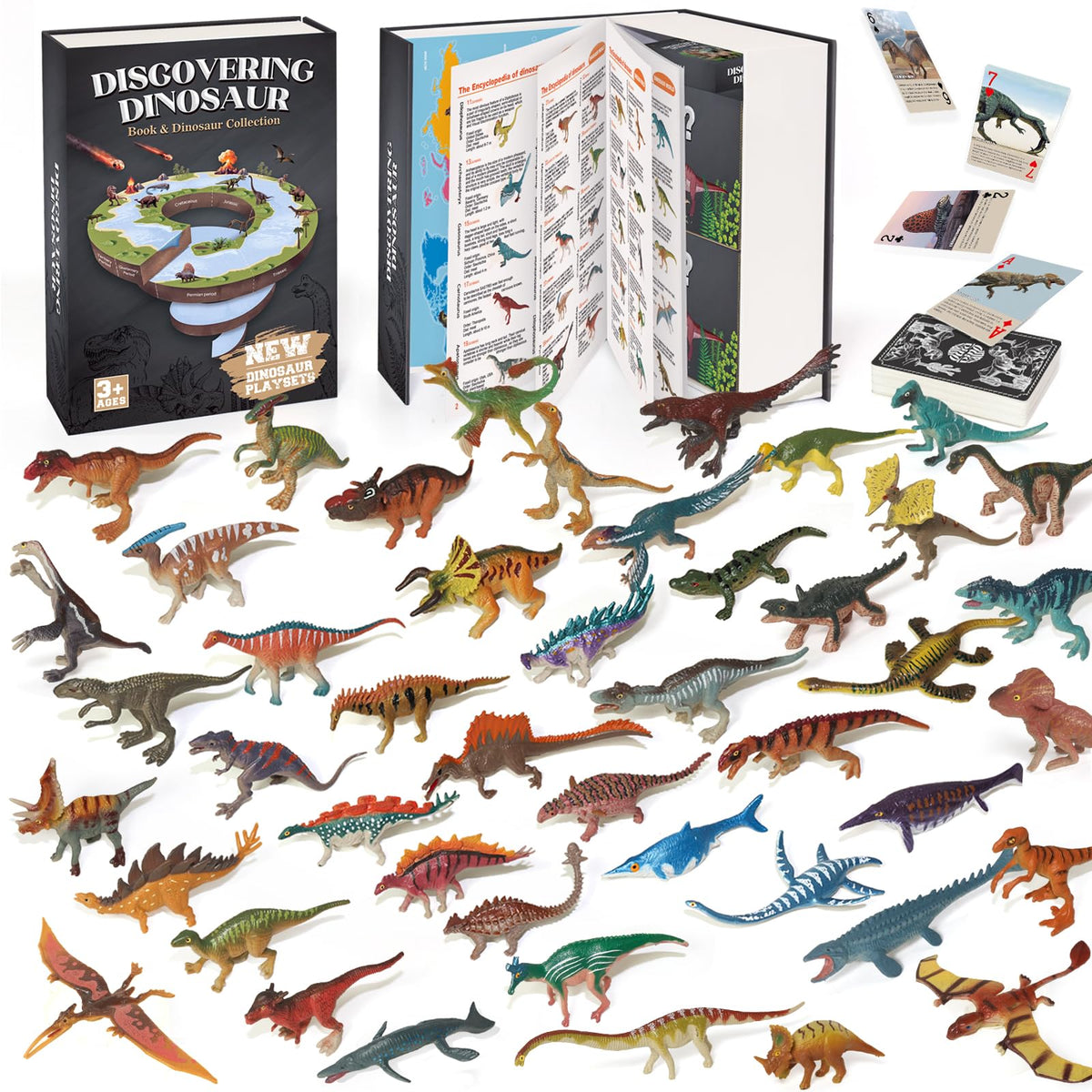 BIWASE Dinosaur Toys Book cover with vibrant illustrations inviting imaginative play