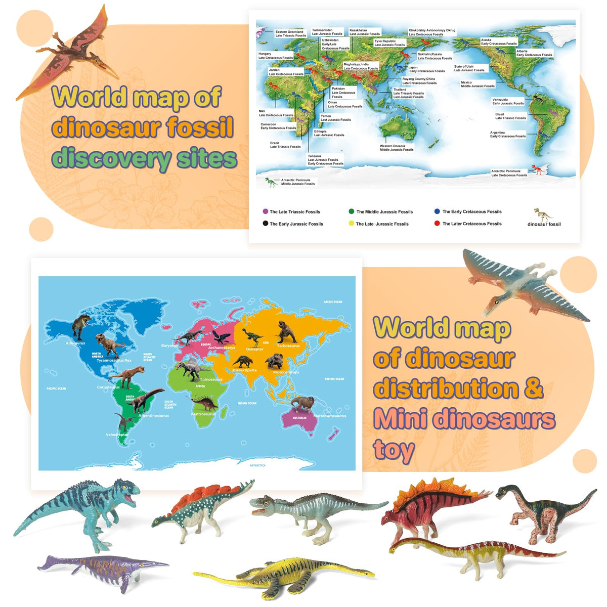 BIWASE map illustration page shows fossil distribution for geography-based play