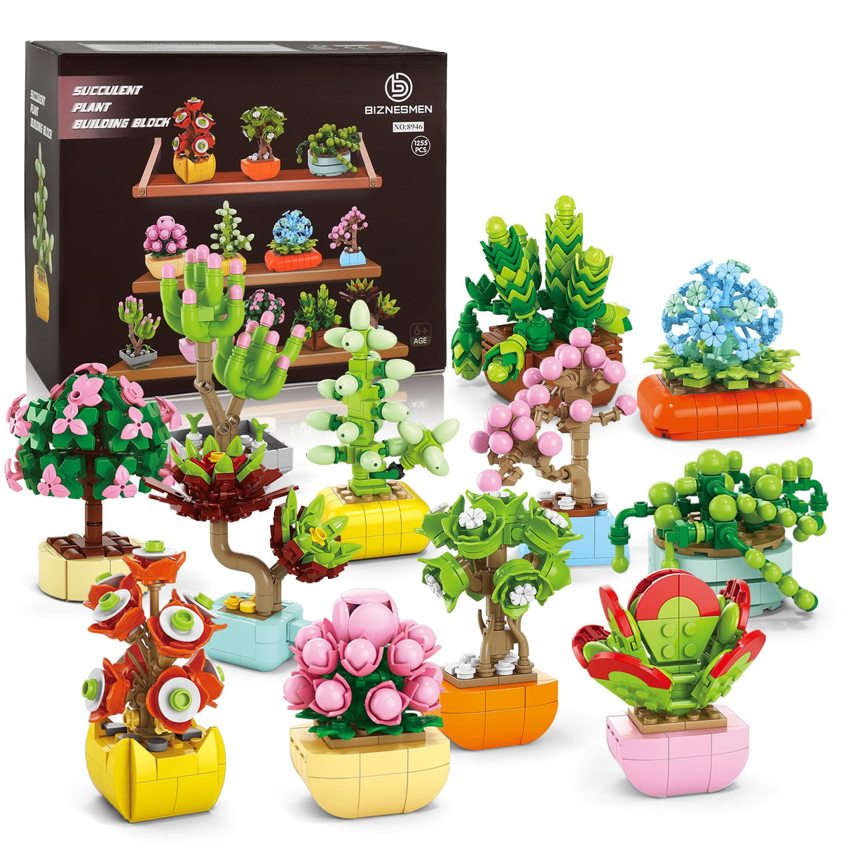 BIZNESMEN 12-pack succulent model assembly for desk decor and creative learning