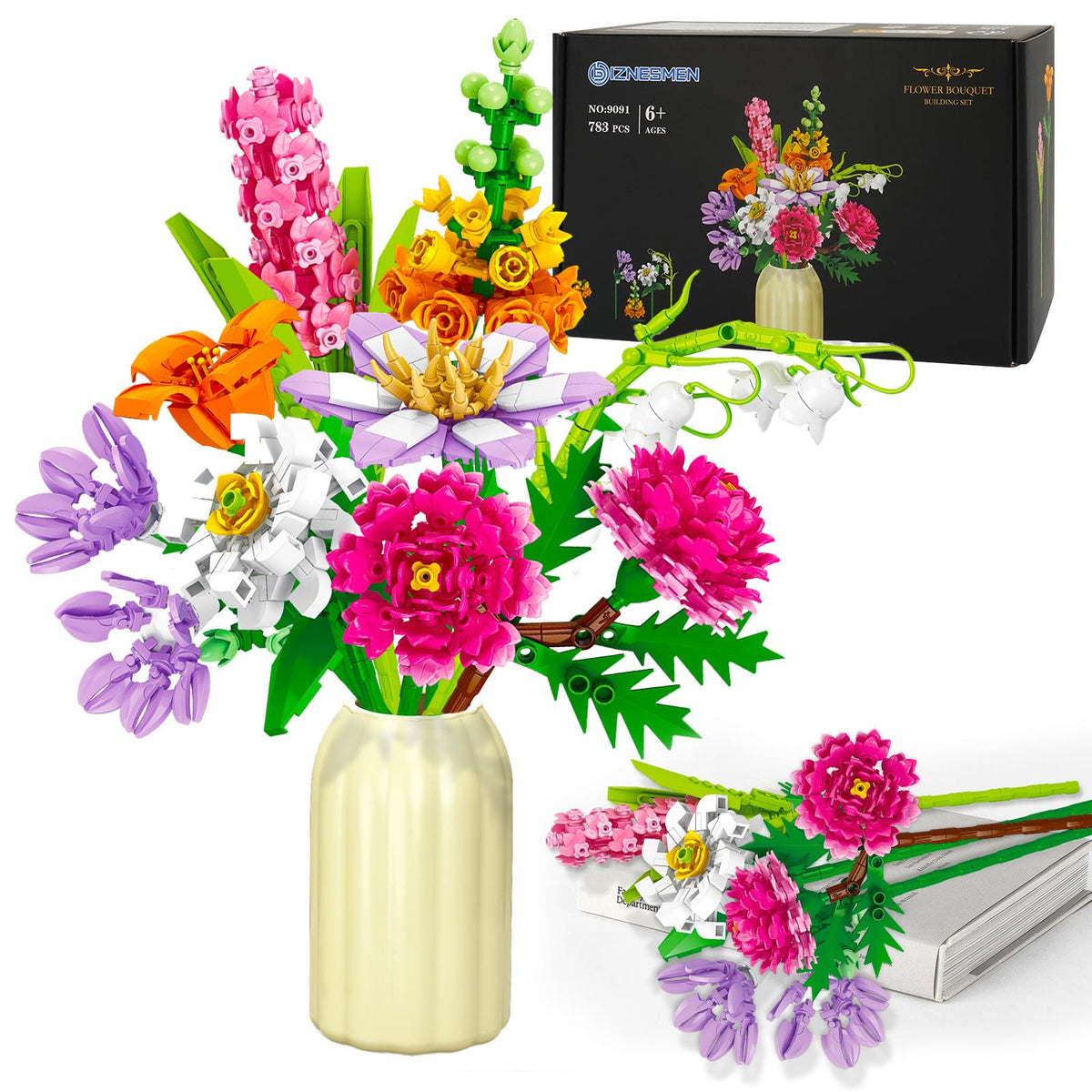 BIZNESMEN bouquet-building-pieces shown for a stable, lasting display