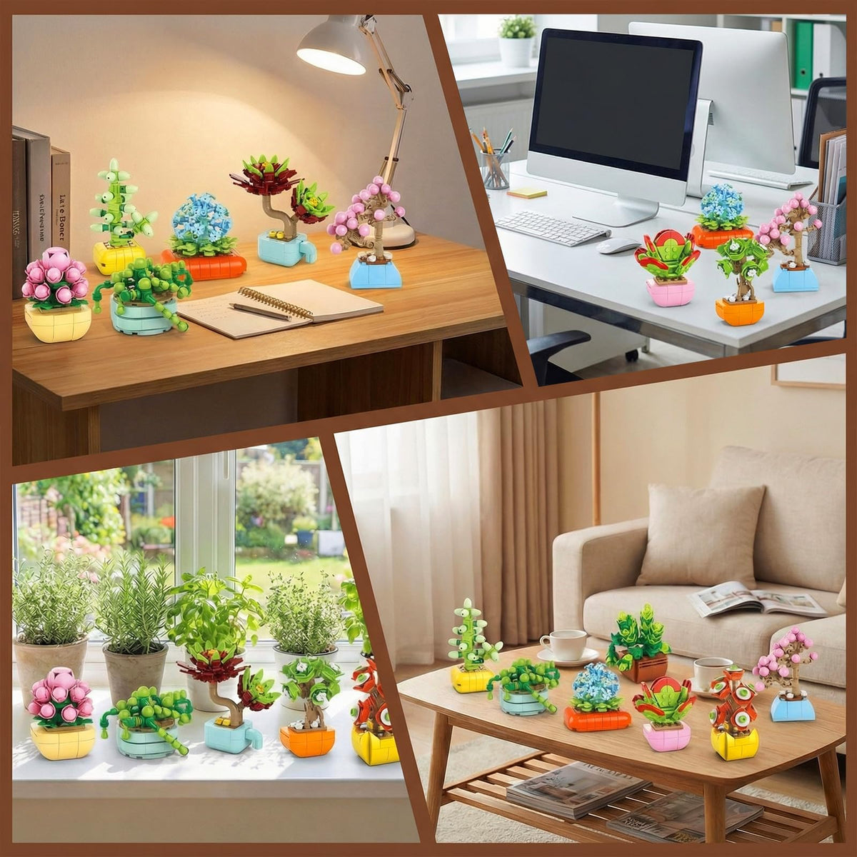 BIZNESMEN creative desk decor display featuring a colorful botanical garden