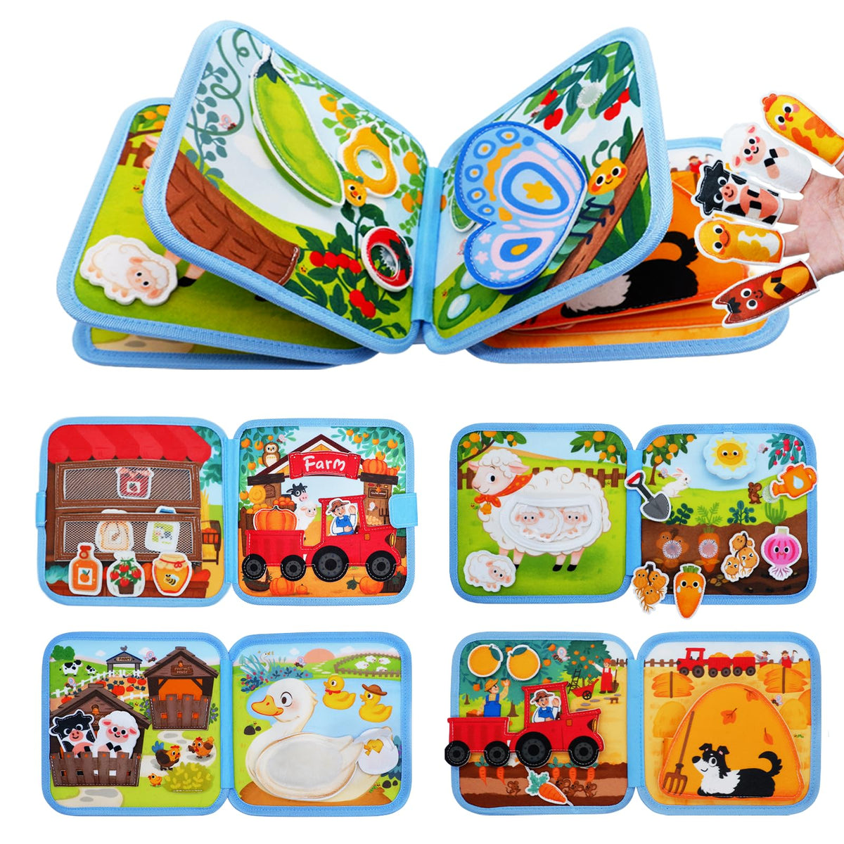 BizyKoady Farm barn play scene with animal puppets boosts imaginative play and fine motor skills.