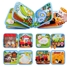 BizyKoady Farm barn play scene with animal puppets boosts imaginative play and fine motor skills.