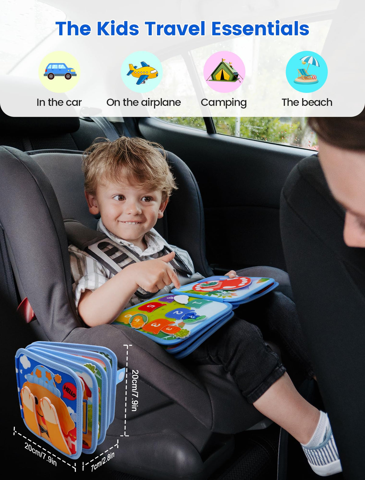 BizyKoady travel-friendly quiet-book perfect for car trips and flights.