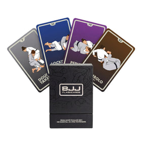 BJJ Stuff flashcards in a compact box for on-the-go technique study.