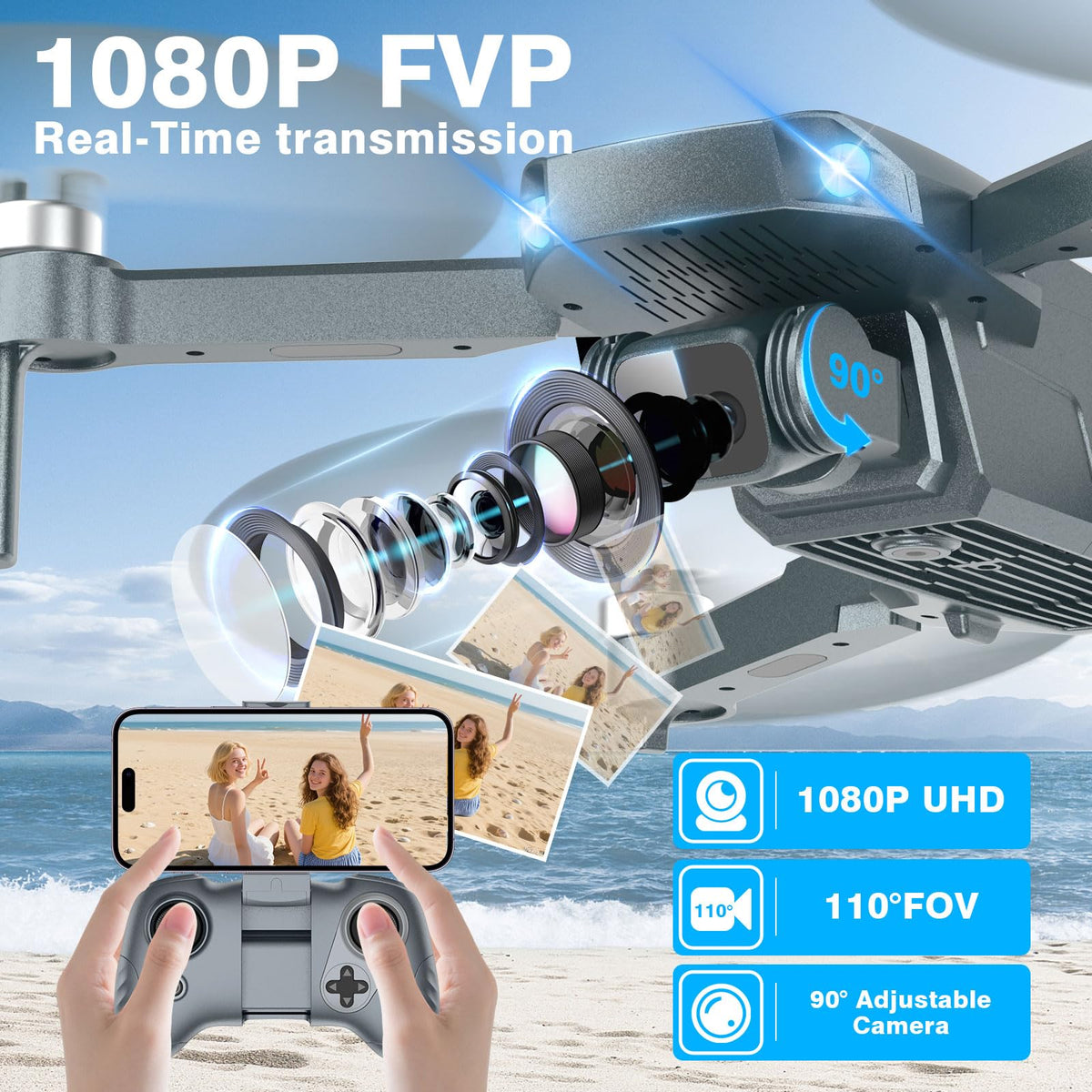 Compact foldable drone with a portable travel case