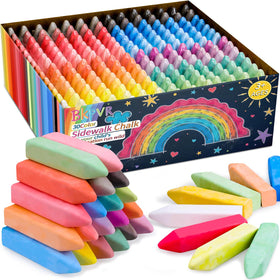 Bkpvr 150-piece jumbo sidewalk chalk set with cone shape for easy grip and outdoor art.