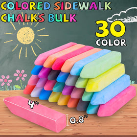 Bkpvr 30-color chalk assortment enabling vibrant, washable designs on sidewalks.