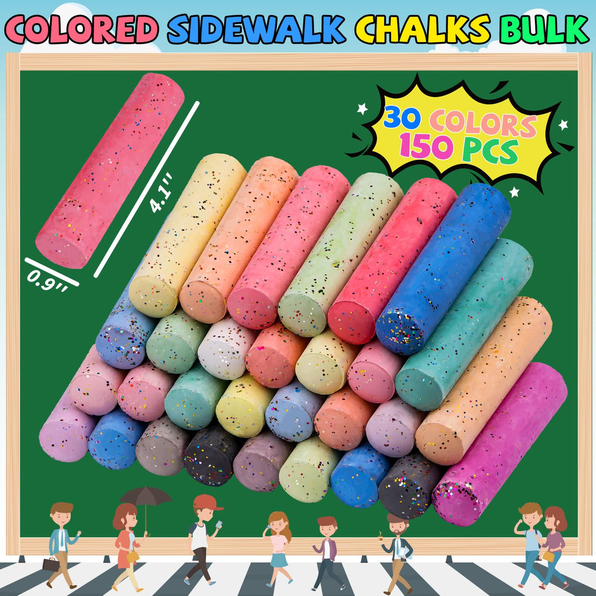 Bkpvr glitter chalk sticks bulk add sparkle to summer sidewalk drawings