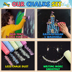 Bkpvr non-toxic washable chalk ensures safe, easy cleanup after play