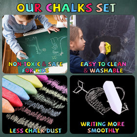 Bkpvr washable, non-toxic chalk cleans up easily with water.