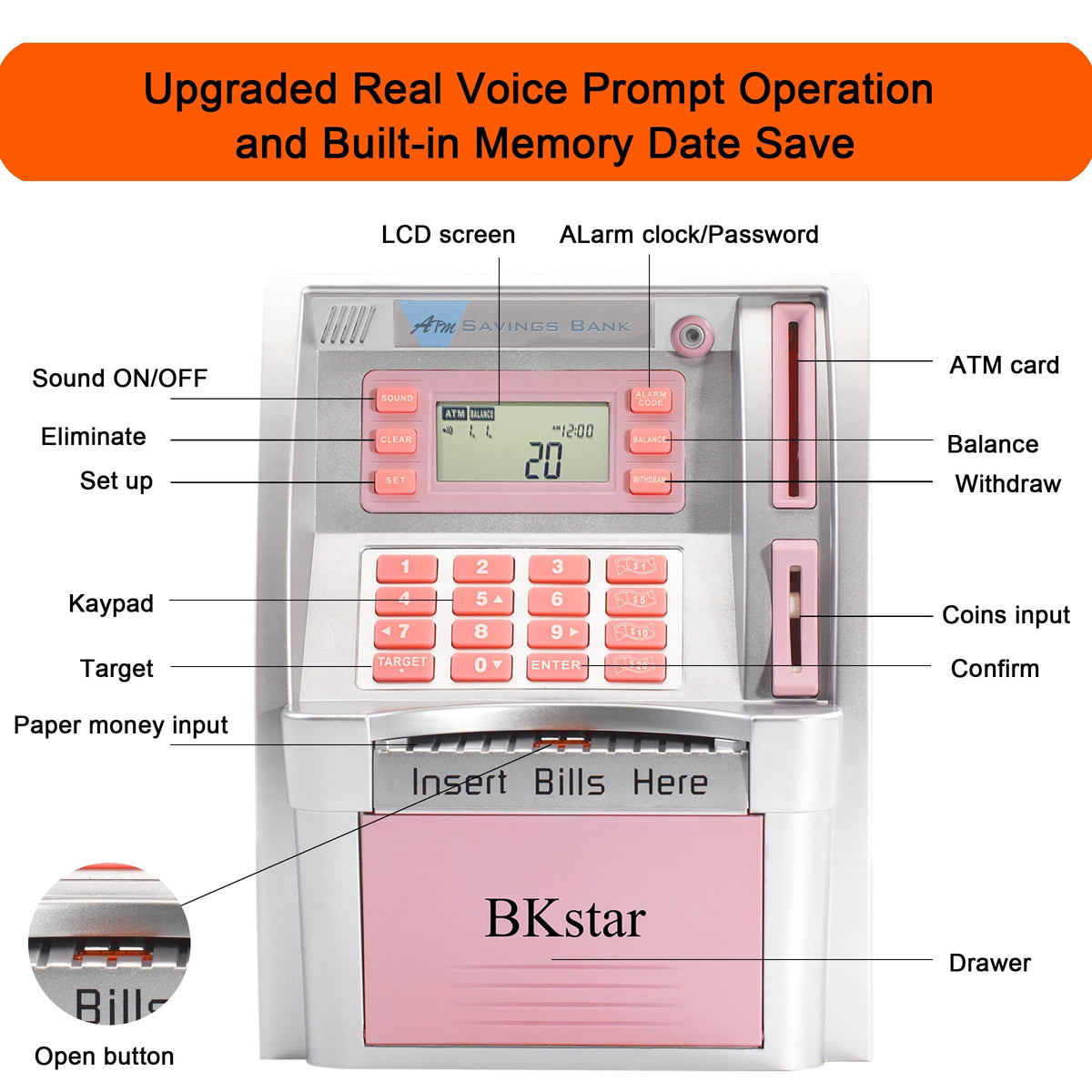 BKstar digital display shows updated balance after each deposit