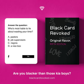 Black Card Revoked deck with response cards enhances quick-witted play.