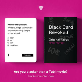 Black Card Revoked Fifth Edition questions celebrate moms and families.
