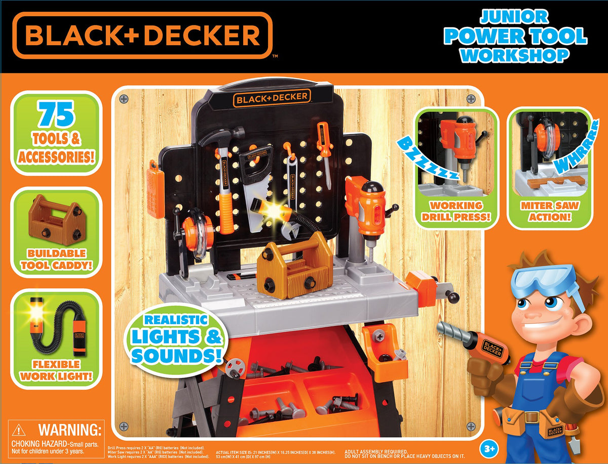 Black+Decker Wood pieces let kids build a custom tool caddy for pretend projects.