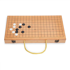 Black Long Di Fang folded Go board for compact storage and transport.