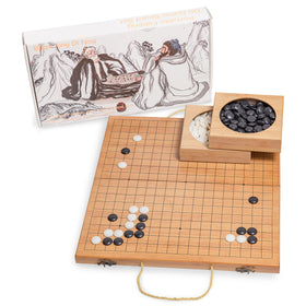 Black Long Di Fang folding Go board for portable play on trips.