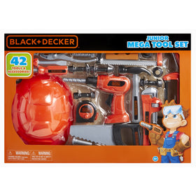 Black+Decker Junior Tool Set with helmet for safe role-play